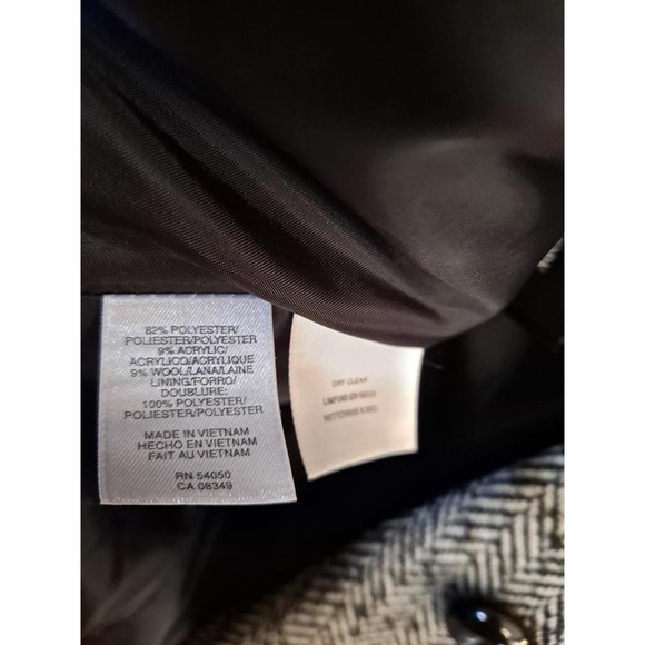 New Jones New York Black and White Herringbone‎ Pea Coat Size 16 - Picture 5 of 6